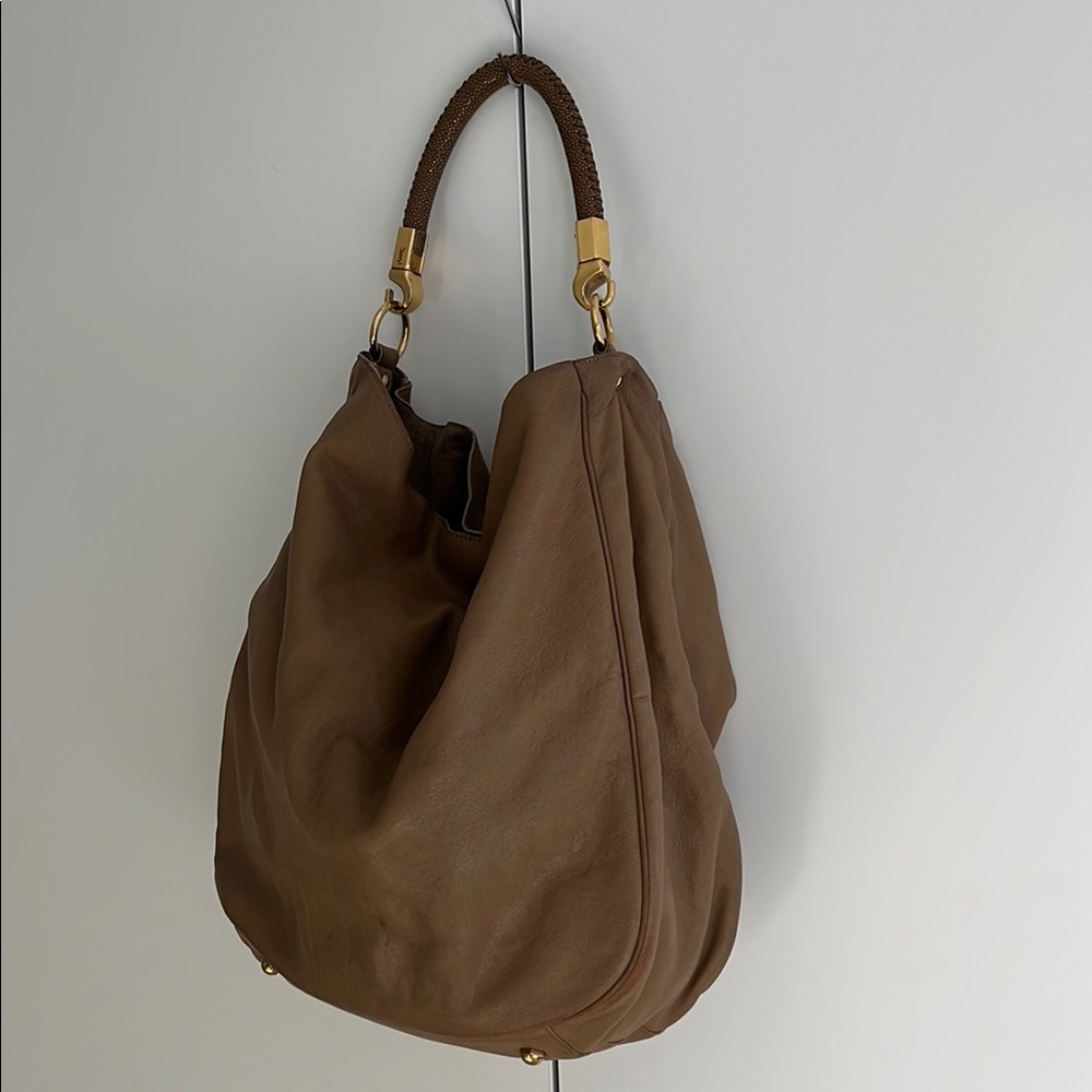 Saint Laurent Beige Leather Tote Bag